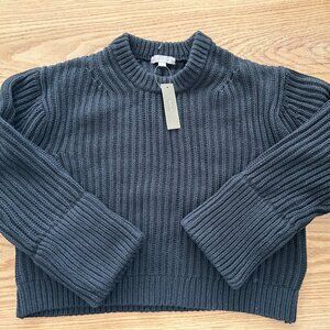 J. Crew Heritage Cotton Fisherman Crewneck Black Sweater Size Large NWT